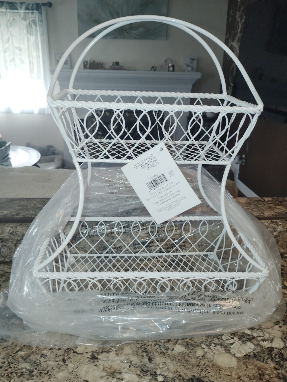 Mikasa White Two-Tier Wire Basket Organizer New